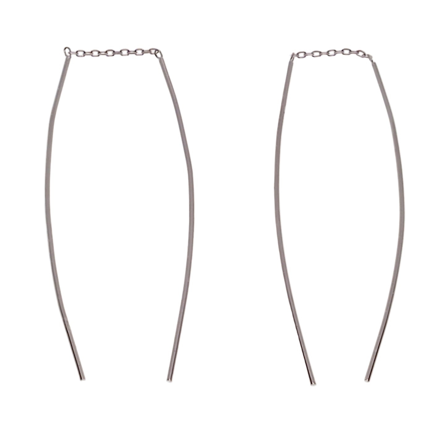 Two thin metal chains on a white background