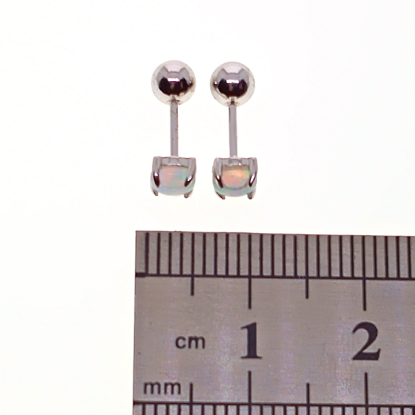 925 Sterling Silver Imitation Opal Stud Earrings | Screw Back | 4mm | Gift Boxed