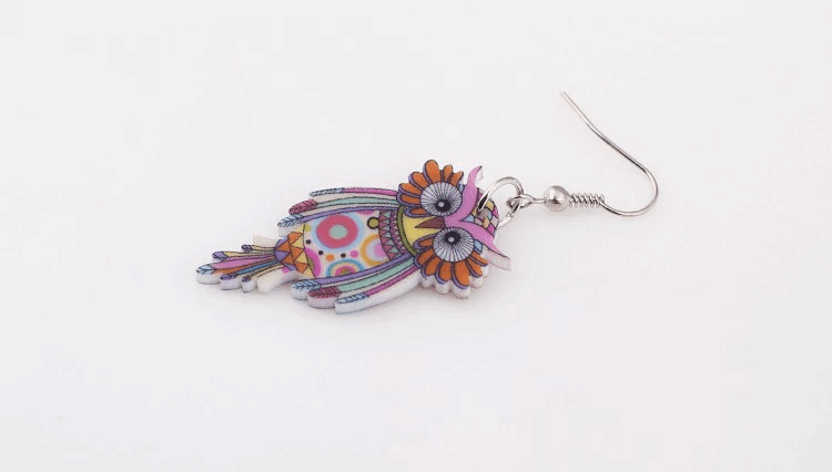 Cute Owl Earrings Earrings Acrylic Animal Bird Drop Earrings Fish Hook Earrings Green Iron Multi Coloured Owl Purple