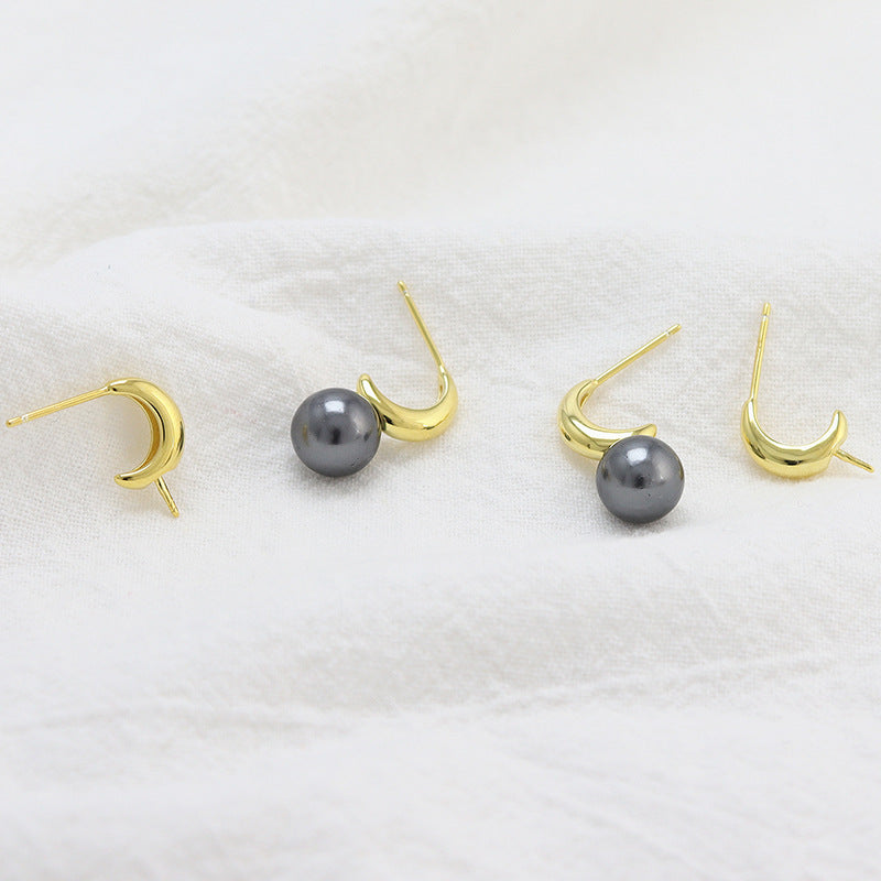 Sterling Silver Shell Pearl Earrings Yellow Gold Plated Black Earrings Black Drop Earrings Platinum Plated Shell Pearl White Yellow Gold Plated