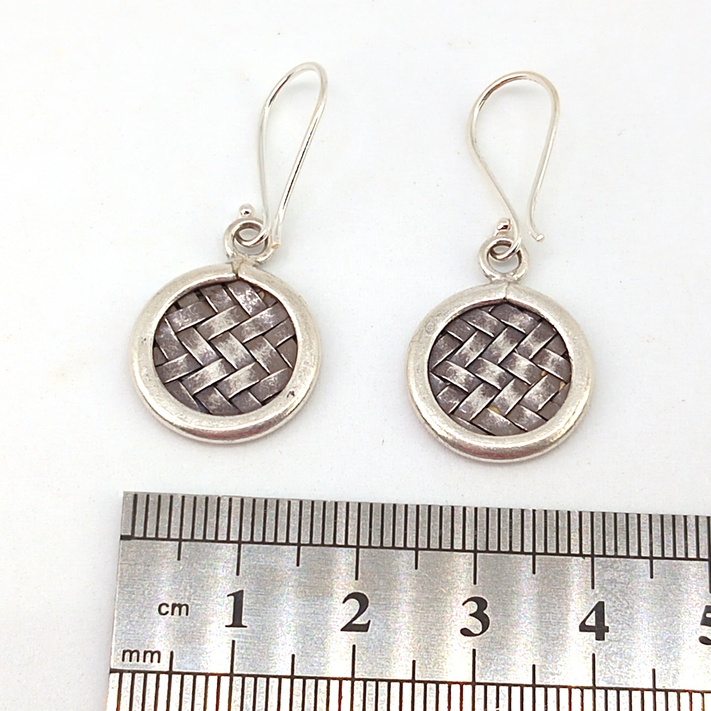 925 Sterling Silver Woven Dangle Earrings | Oxidized Finish | 17mm | Gift Boxed