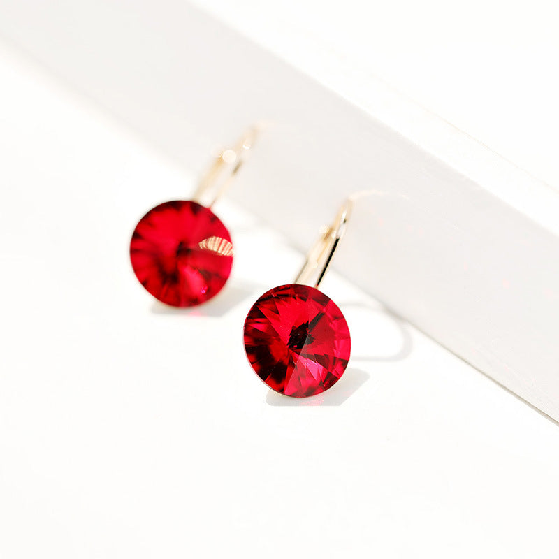 Crystal Lever Back Earrings Rose Gold Plated Red Earrings Brass Crystal Drop Earrings Lever Back Earrings Olive Purple Red Rhinestone Rose Rose Gold Plated Royal Blue