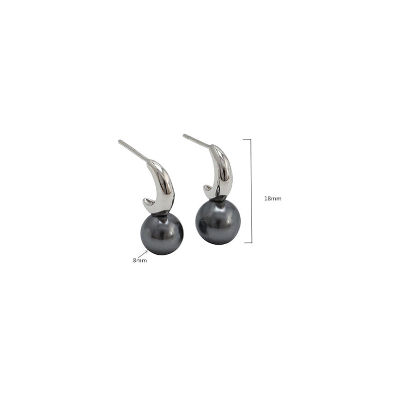 Sterling Silver Shell Pearl Earrings Earrings Black Drop Earrings Platinum Plated Shell Pearl White Yellow Gold Plated