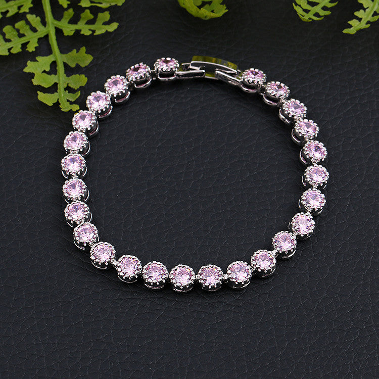 Cubic Zirconia Bracelet (17.5cm) Powder Pink Bracelet Bracelet Clear Copper Cubic Zirconia Multi Coloured Pink