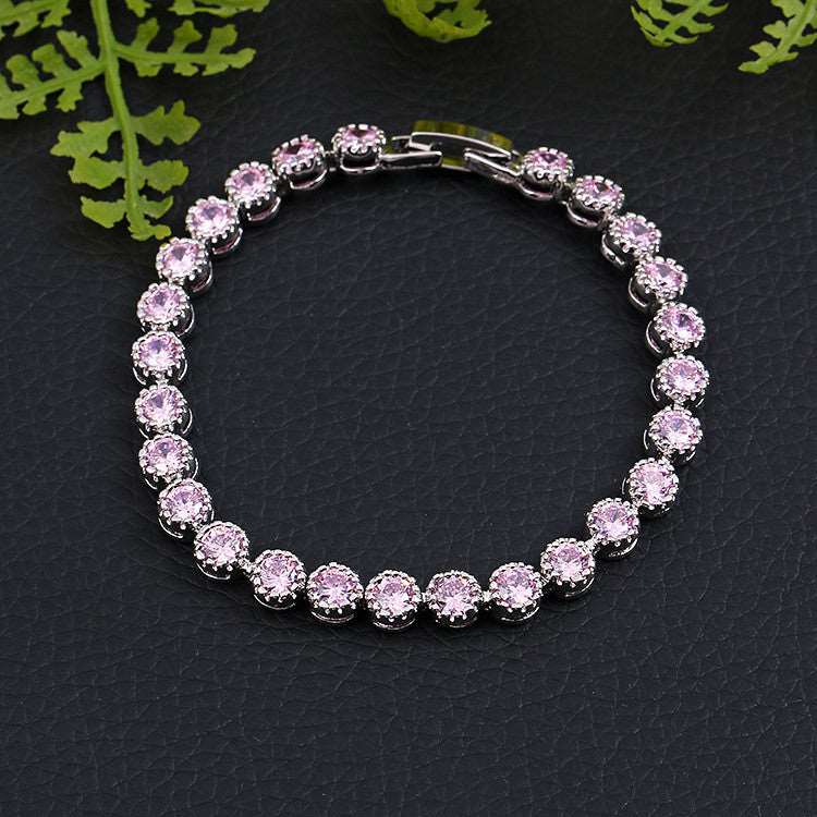 Cubic Zirconia Bracelet (17.5cm) Bracelet Bracelet Clear Copper Cubic Zirconia Multi Coloured Pink