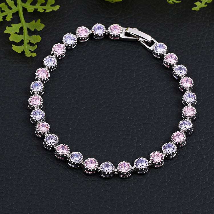 Cubic Zirconia Bracelet (17.5cm) Bracelet Bracelet Clear Copper Cubic Zirconia Multi Coloured Pink