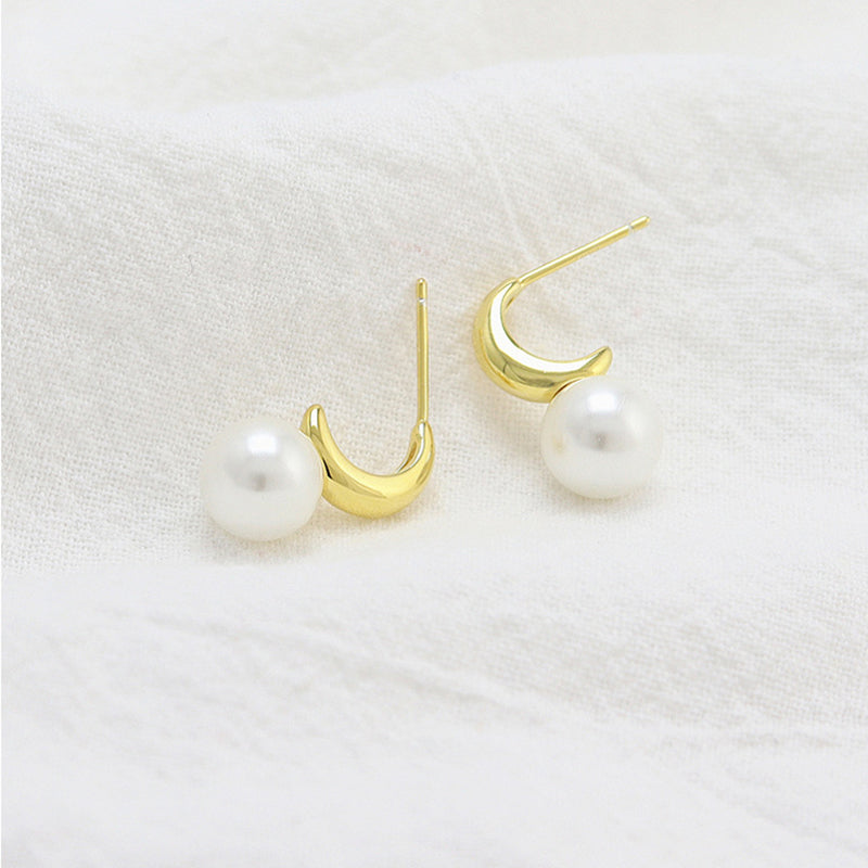 Sterling Silver Shell Pearl Earrings Yellow Gold Plated White Earrings Black Drop Earrings Platinum Plated Shell Pearl White Yellow Gold Plated