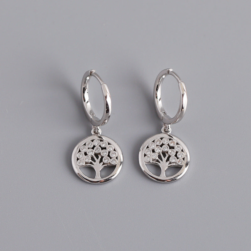 Sterling Silver Tree Earrings Platinum Plated Earrings Crystal Drop Earrings Platinum Plated Rhinestone Sterling Silver Tree Yellow Gold Plated