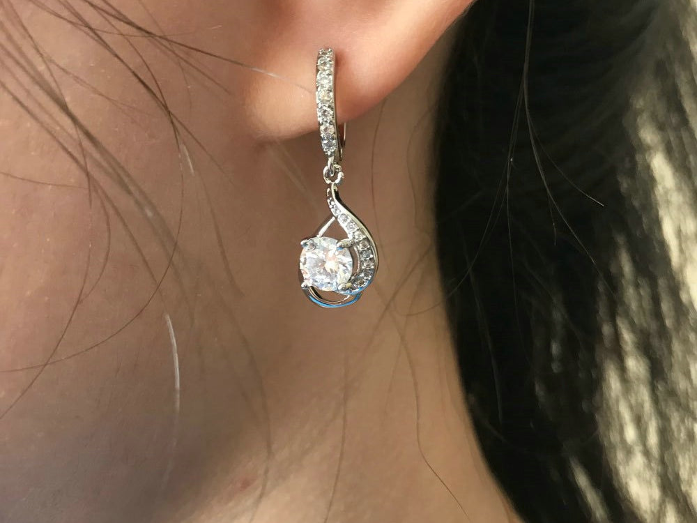 Cubic Zirconia Drop Earrings Earrings Copper Cubic Zirconia Dangle Earrings Drop Earrings Platinum Plated