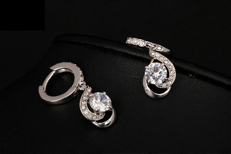 Cubic Zirconia Drop Earrings Earrings Copper Cubic Zirconia Dangle Earrings Drop Earrings Platinum Plated