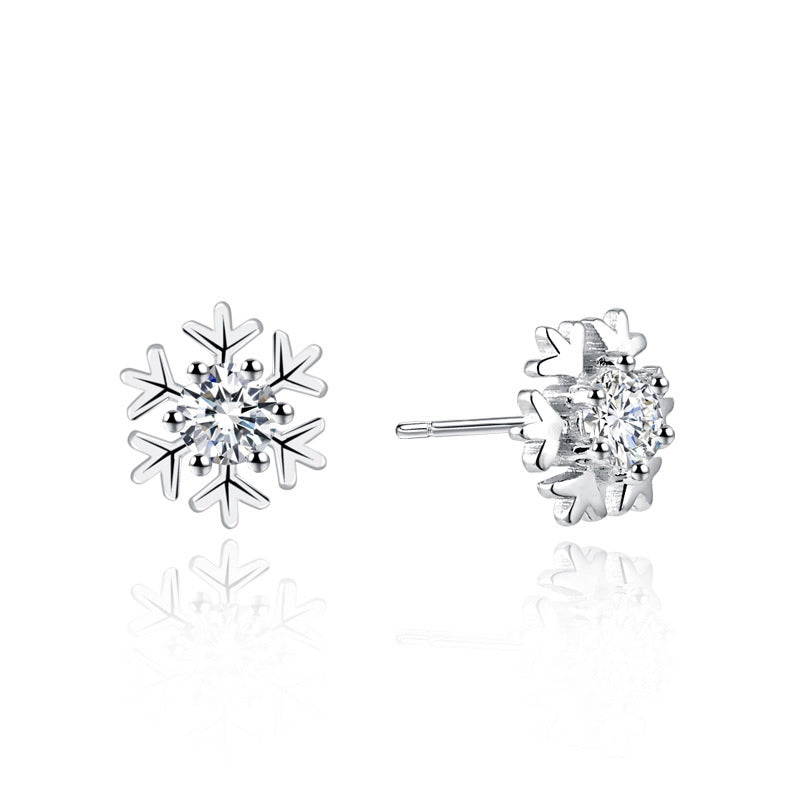 Sterling Silver Snowflake Earrings Earrings Cubic Zirconia Snowflake Sterling Silver Stud Earrings