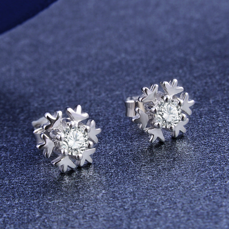 Sterling Silver Snowflake Earrings Earrings Cubic Zirconia Snowflake Sterling Silver Stud Earrings