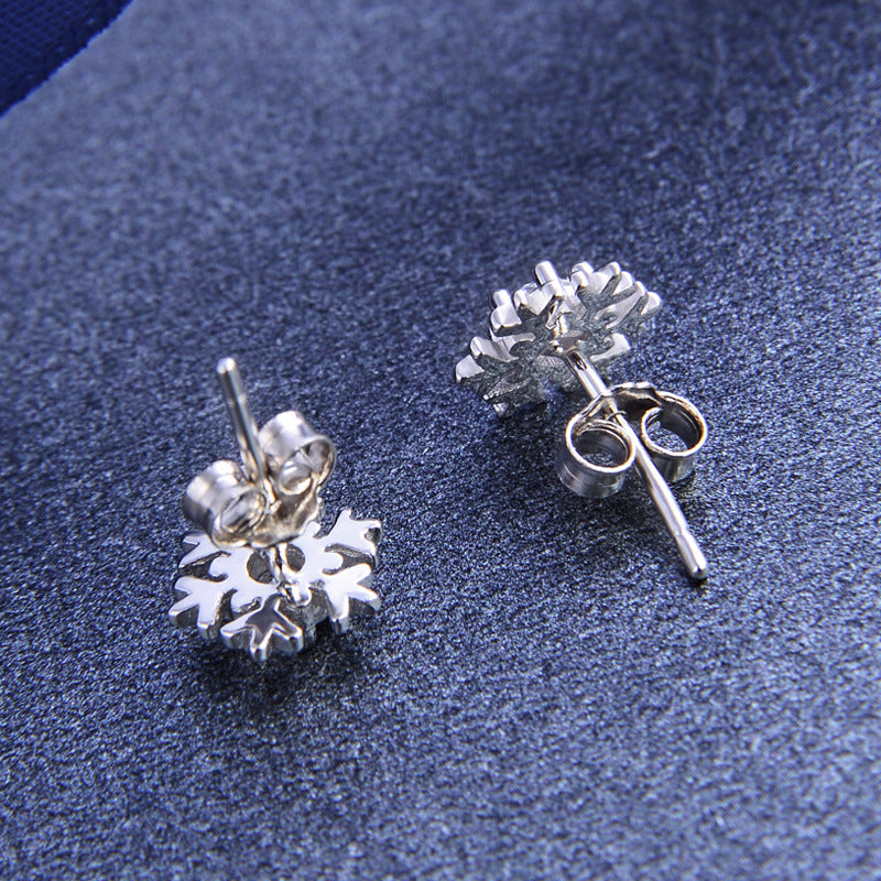 Sterling Silver Snowflake Earrings Earrings Cubic Zirconia Snowflake Sterling Silver Stud Earrings