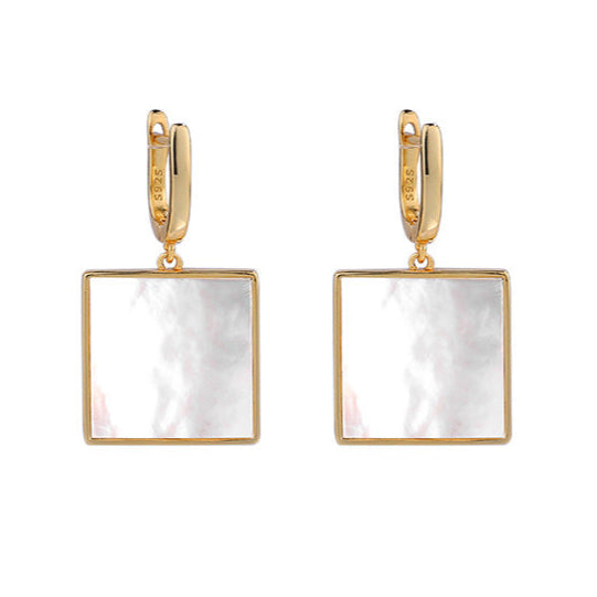 Yellow Gold Plated Sterling Silver Shell Earrings White Shell Earrings Drop Earrings Lever Back Earrings Paua Shell Sterling Silver Yellow Gold Plated