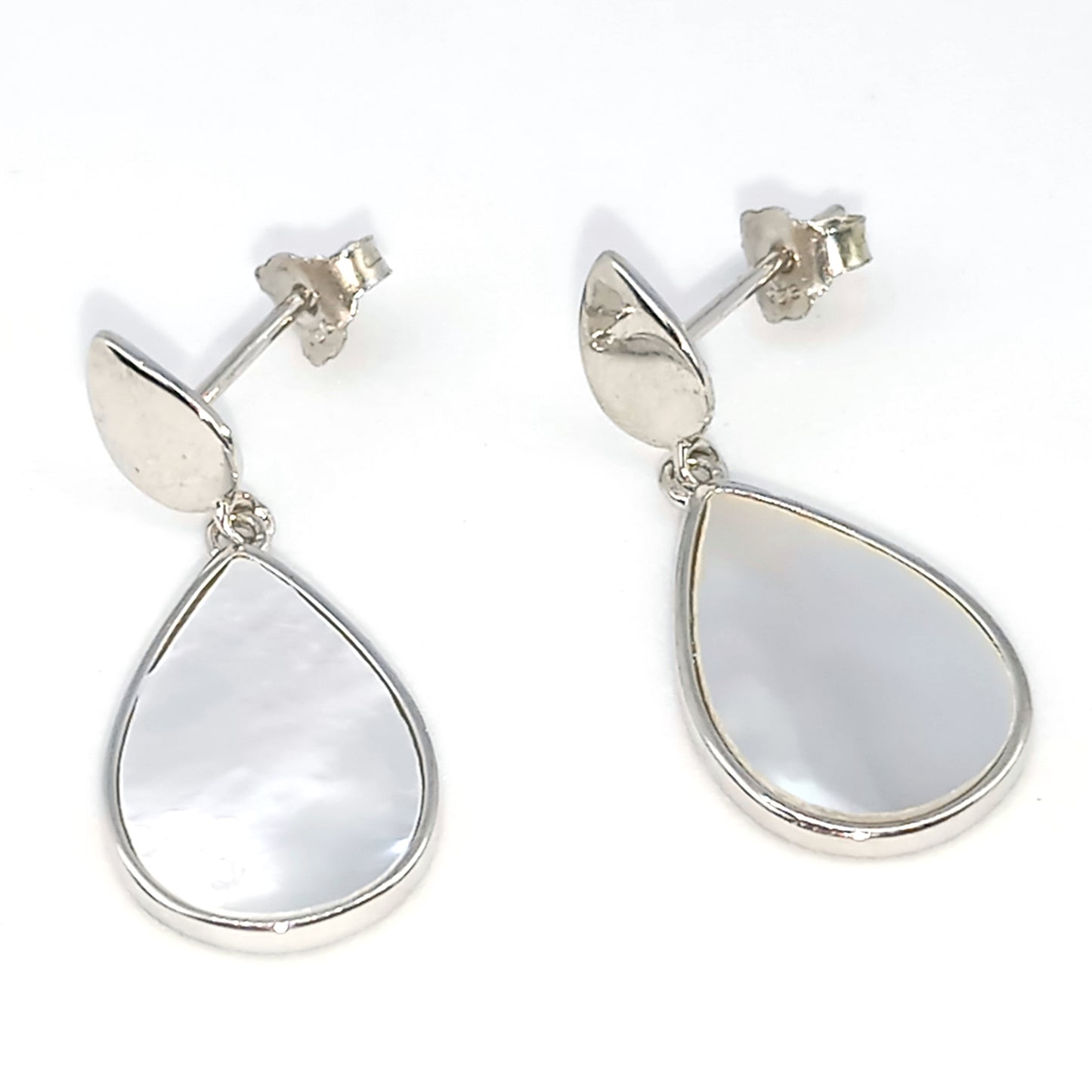 925 Sterling Silver Mother of Pearl Dangle Earrings | 25mm | Gift Boxed - Silver