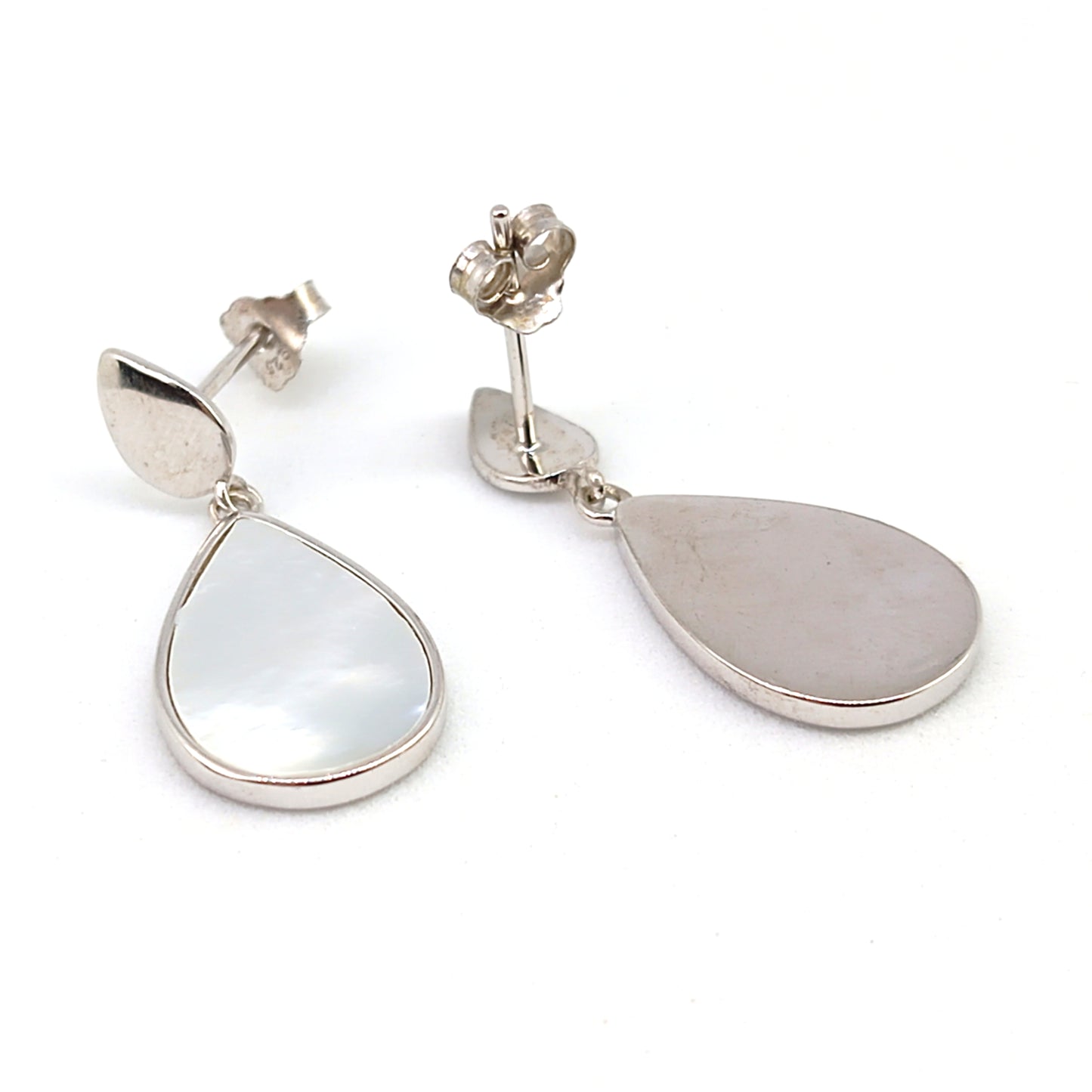 925 Sterling Silver Mother of Pearl Dangle Earrings | 25mm | Gift Boxed - Silver