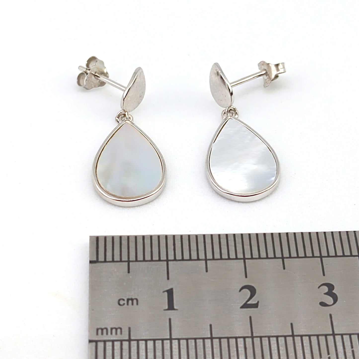 925 Sterling Silver Mother of Pearl Dangle Earrings | 25mm | Gift Boxed - Silver