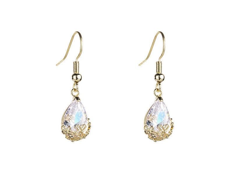 Gold Plated Sterling Silver Earrings Earrings Cubic Zirconia Drop Earrings Fish Hook Earrings Sterling Silver Yellow Gold Plated