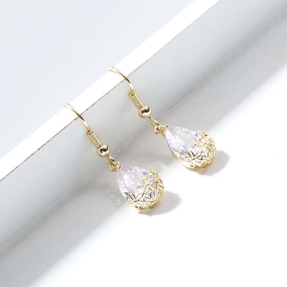 Gold Plated Sterling Silver Earrings Earrings Cubic Zirconia Drop Earrings Fish Hook Earrings Sterling Silver Yellow Gold Plated