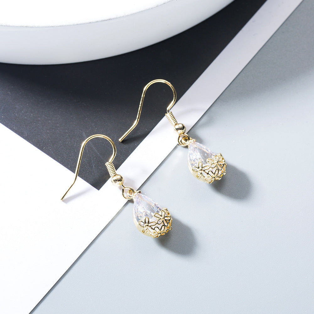 Gold Plated Sterling Silver Earrings Earrings Cubic Zirconia Drop Earrings Fish Hook Earrings Sterling Silver Yellow Gold Plated