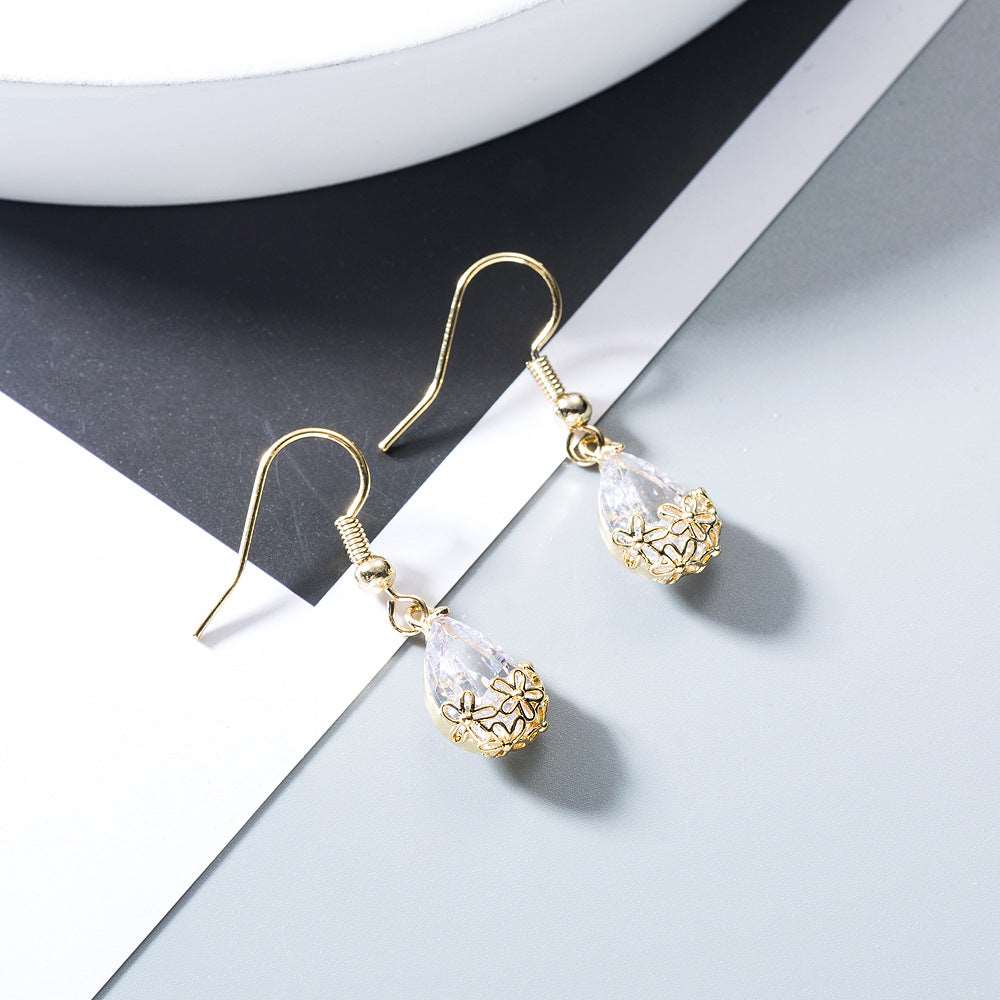 Gold Plated Sterling Silver Earrings Earrings Cubic Zirconia Drop Earrings Fish Hook Earrings Sterling Silver Yellow Gold Plated