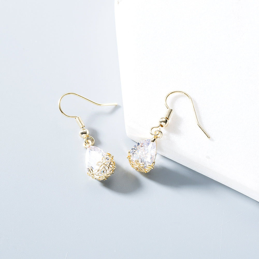 Gold Plated Sterling Silver Earrings Earrings Cubic Zirconia Drop Earrings Fish Hook Earrings Sterling Silver Yellow Gold Plated