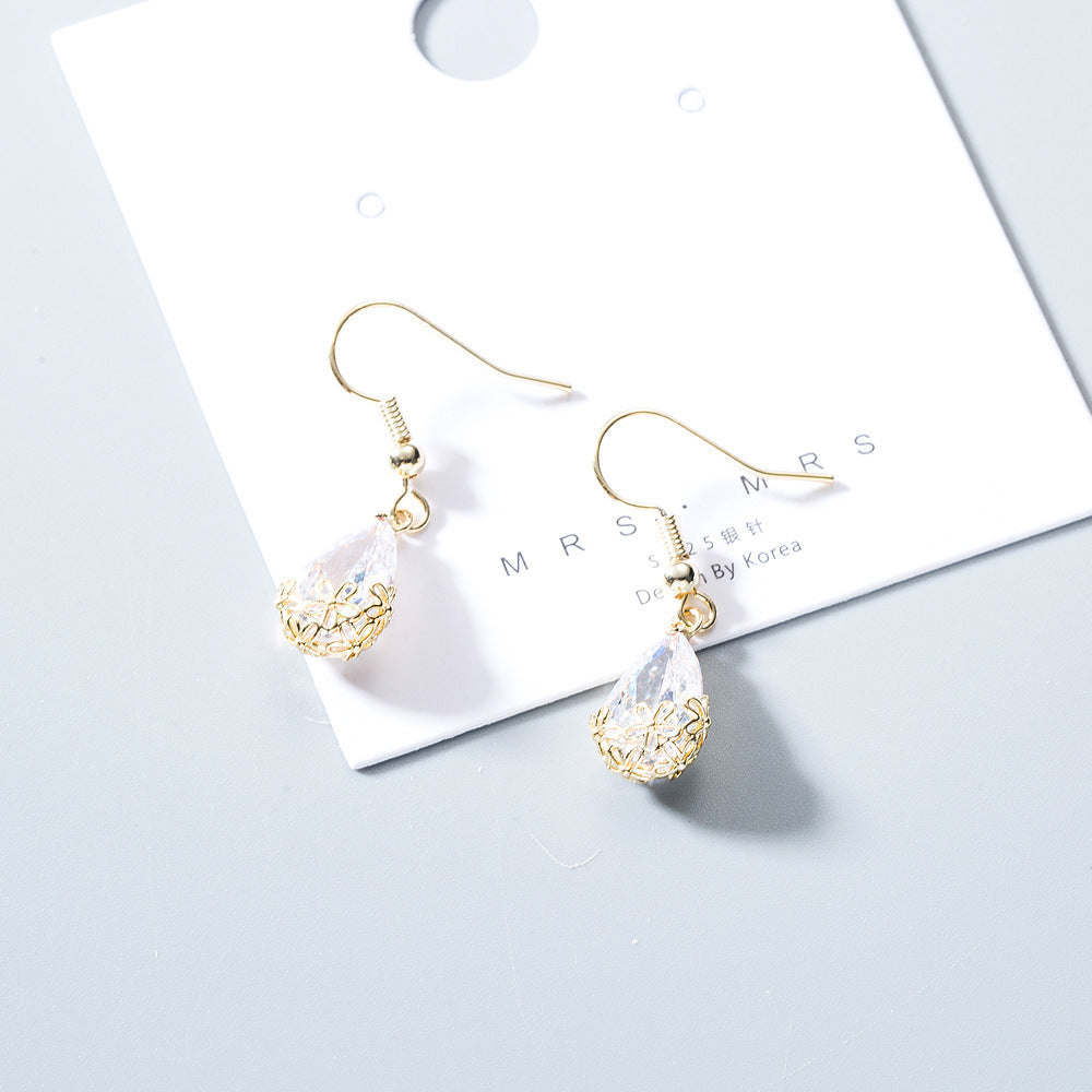 Gold Plated Sterling Silver Earrings Earrings Cubic Zirconia Drop Earrings Fish Hook Earrings Sterling Silver Yellow Gold Plated
