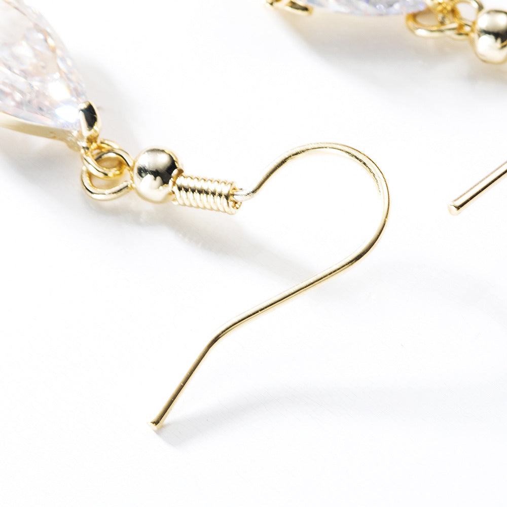 Gold Plated Sterling Silver Earrings Earrings Cubic Zirconia Drop Earrings Fish Hook Earrings Sterling Silver Yellow Gold Plated