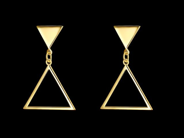 Rose Gold Plated Triangle Dangle Earrings | 19x30mm | Gift Boxed