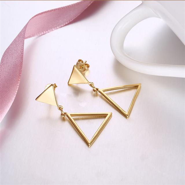 Rose Gold Plated Triangle Dangle Earrings | 19x30mm | Gift Boxed