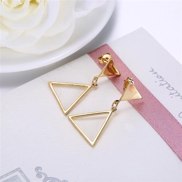 Rose Gold Plated Triangle Dangle Earrings | 19x30mm | Gift Boxed