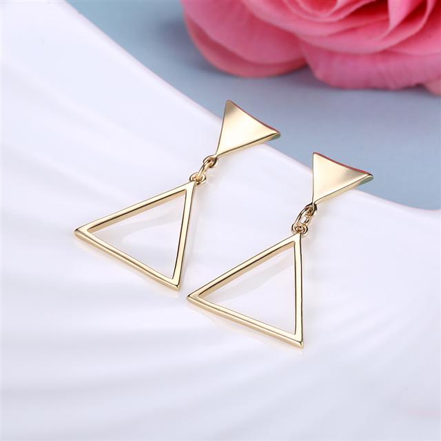 Rose Gold Plated Triangle Dangle Earrings | 19x30mm | Gift Boxed
