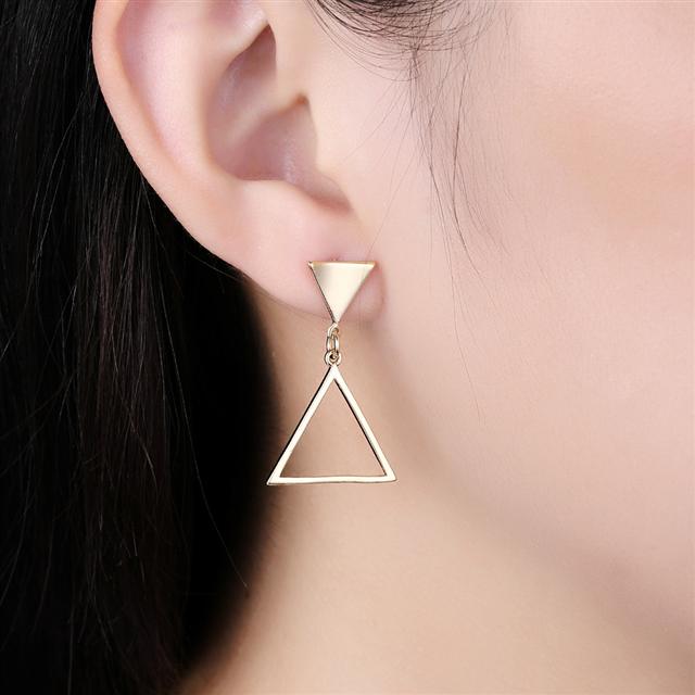 Rose Gold Plated Triangle Dangle Earrings | 19x30mm | Gift Boxed