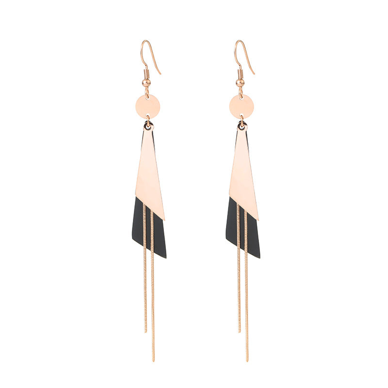 Rose Gold Plated Earrings Earrings Black Drop Earrings Fish Hook Earrings Rose Gold Plated Stainless Steel