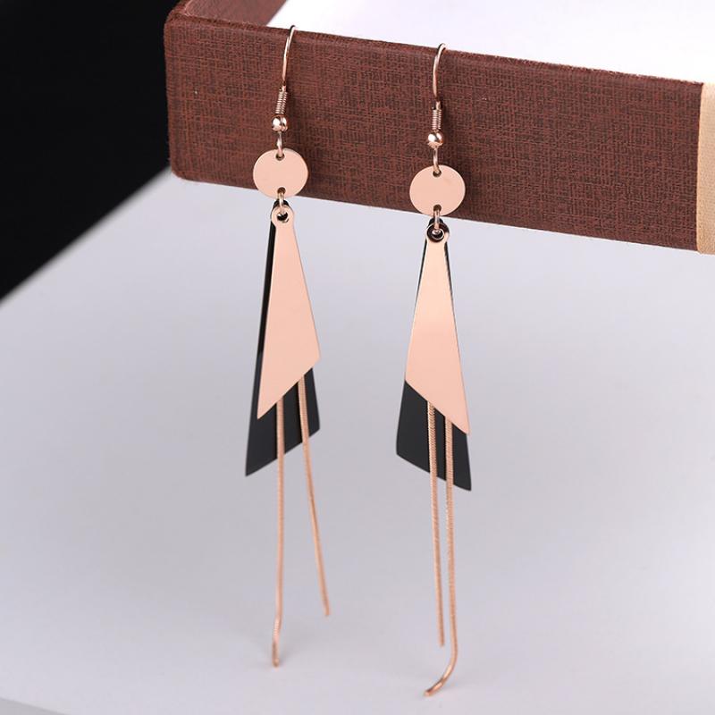 Rose Gold Plated Earrings Earrings Black Drop Earrings Fish Hook Earrings Rose Gold Plated Stainless Steel