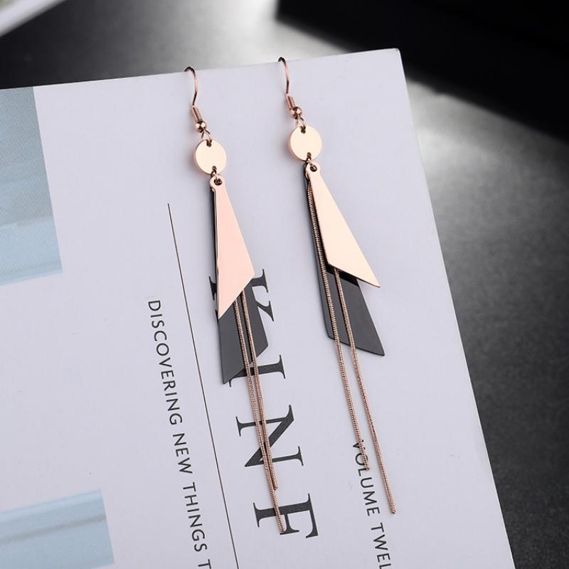 Rose Gold Plated Earrings Earrings Black Drop Earrings Fish Hook Earrings Rose Gold Plated Stainless Steel