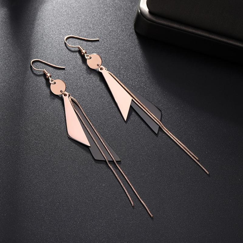 Rose Gold Plated Earrings Earrings Black Drop Earrings Fish Hook Earrings Rose Gold Plated Stainless Steel