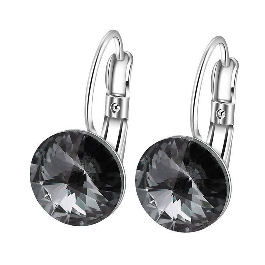 Black Cubic Zirconia Leverback Earrings