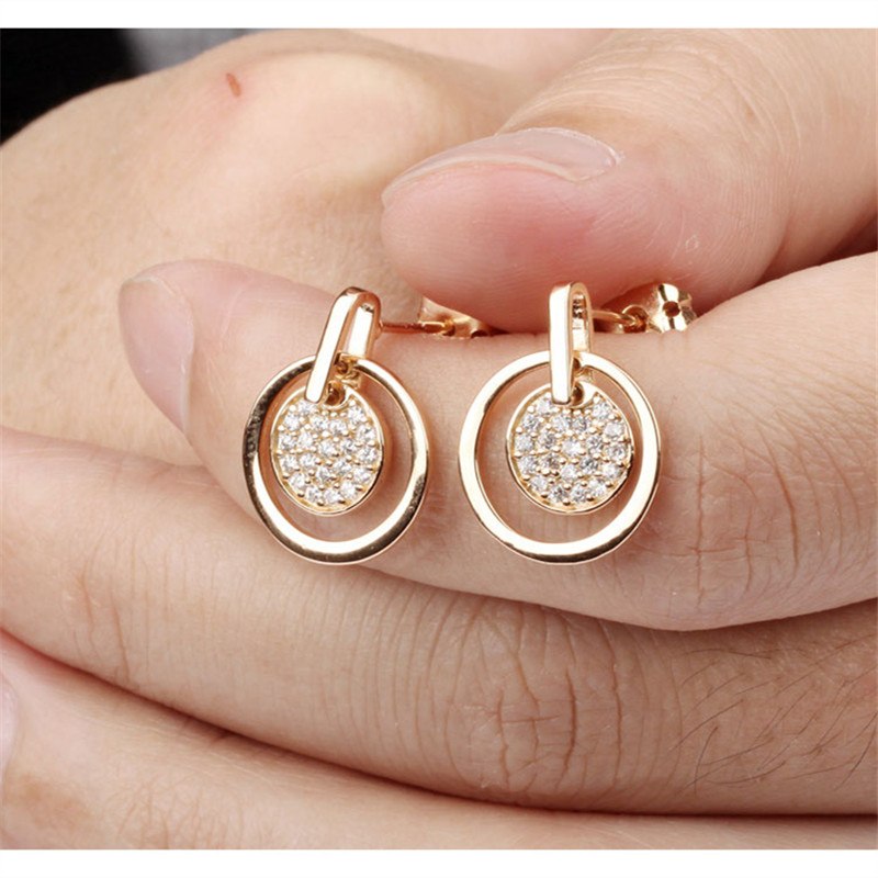 Gold Plated Crystal Earrings Earrings Crystal Drop Earrings Rhinestone Stud Earrings Yellow Gold Plated