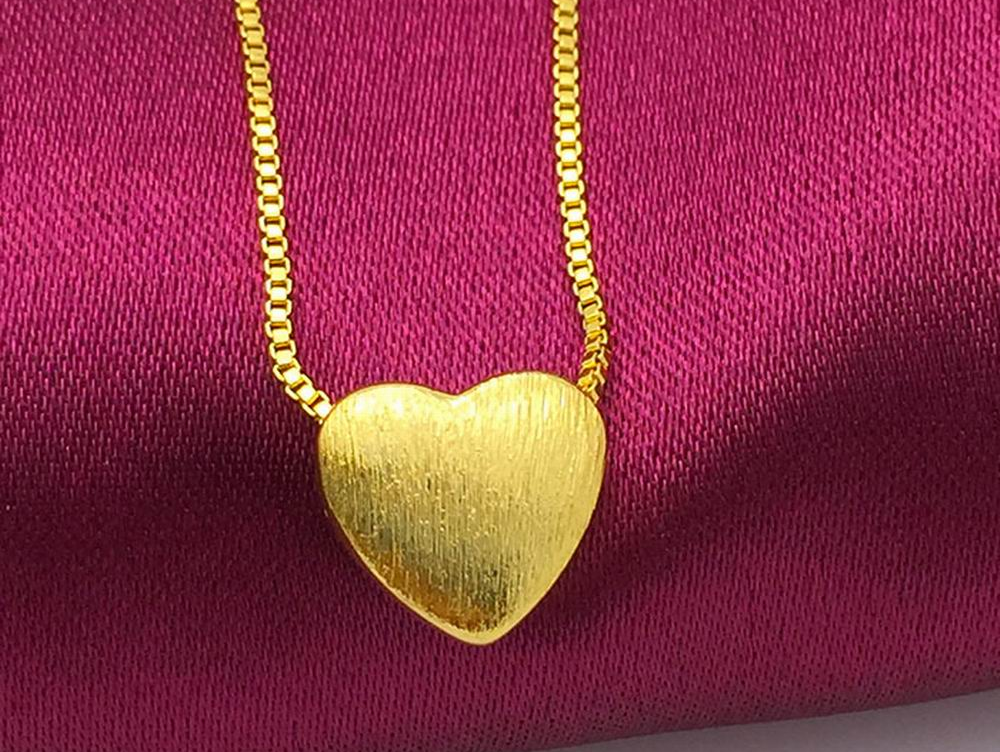 Yellow Gold Plated Heart Necklace (45cm) Necklace 24k Yellow Gold Plated Heart Pendant Necklace Yellow Gold Plated