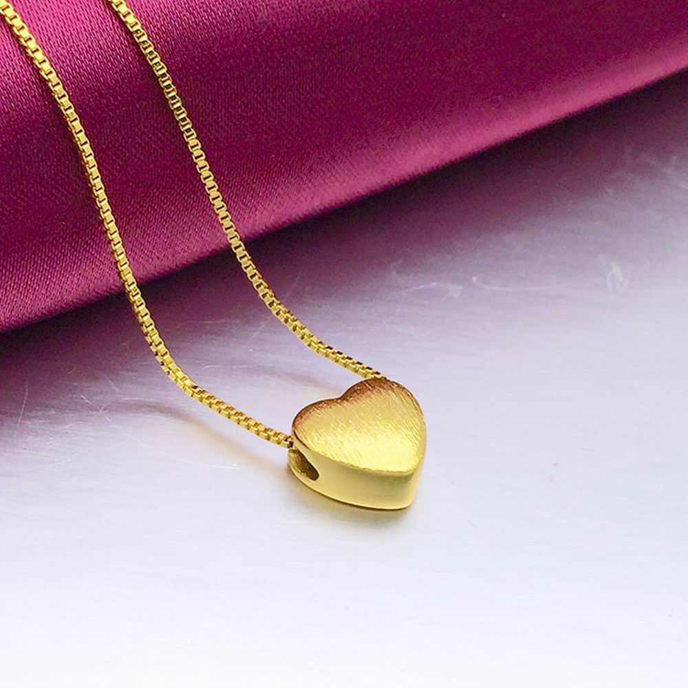 Yellow Gold Plated Heart Necklace (45cm) Necklace 24k Yellow Gold Plated Heart Pendant Necklace Yellow Gold Plated