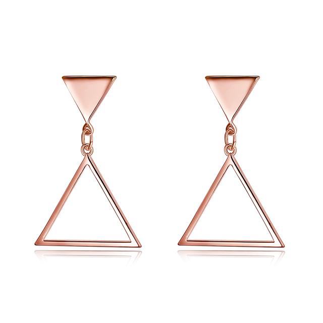 Rose Gold Plated Triangle Dangle Earrings | 19x30mm | Gift Boxed
