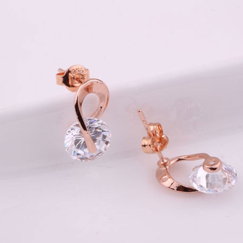 Cubic Zirconia Stud Earrings Rose Gold Plated Earrings Cubic Zirconia Rose Gold Plated Stud Earrings Yellow Gold Plated