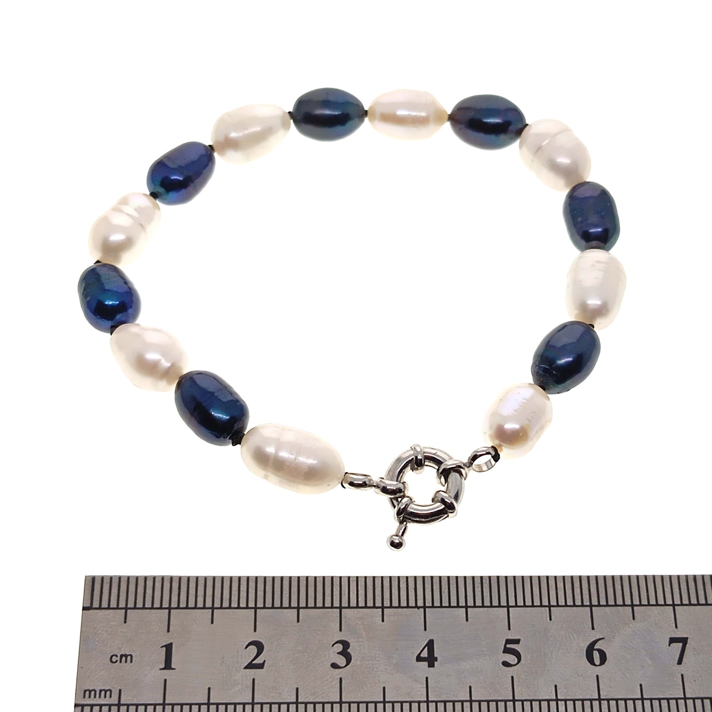 Blue & White Freshwater Pearl Bracelet | 19cm | Gift Boxed