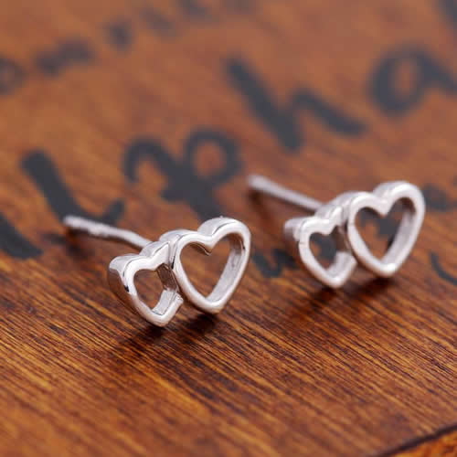 Sterling Silver Heart Stud Earrings Earrings Heart Platinum Plated Sterling Silver Stud Earrings