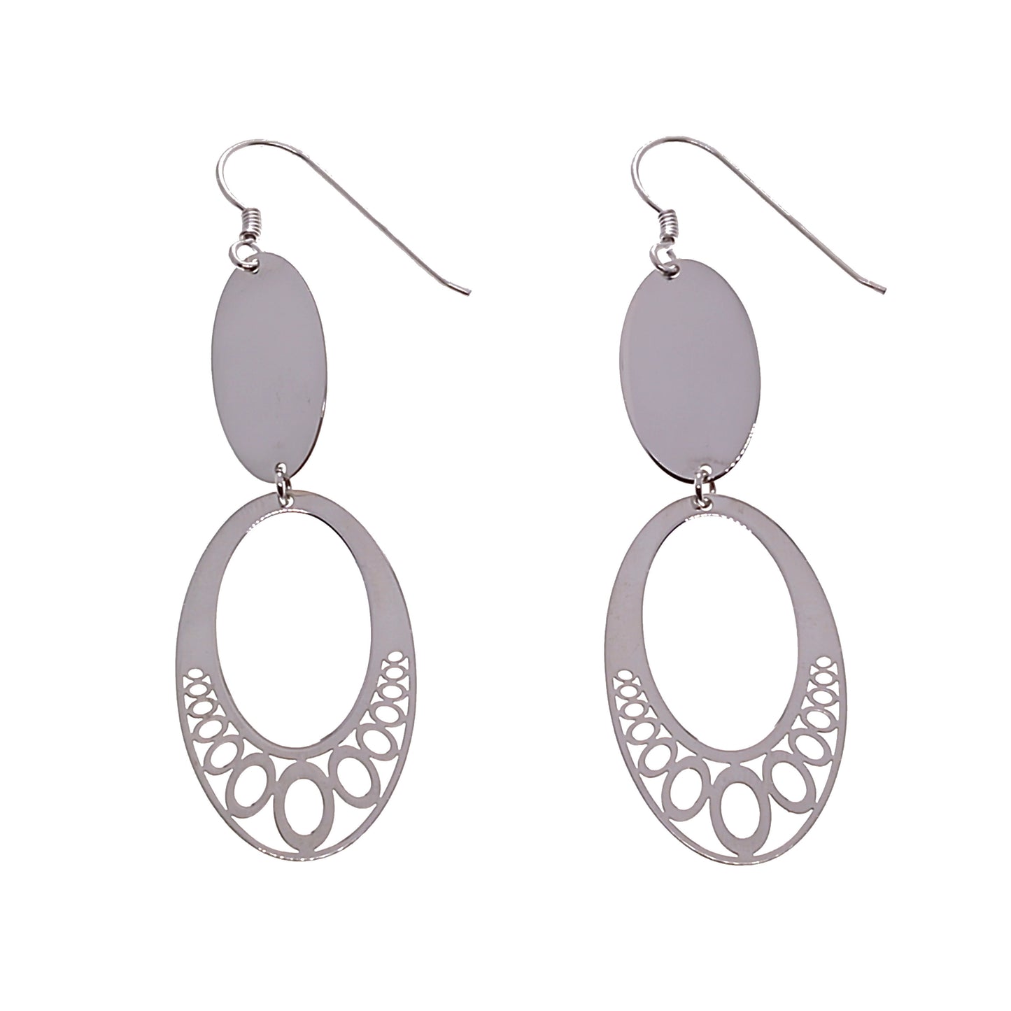 Sterling Silver Oval Drop Earrings | 69mm Drop | Gift Boxed