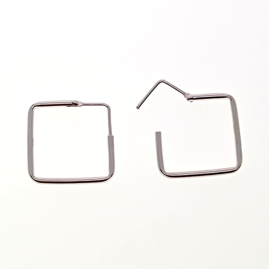 925 Sterling Silver Square Hoop Earrings | 17mm | Gift Boxed