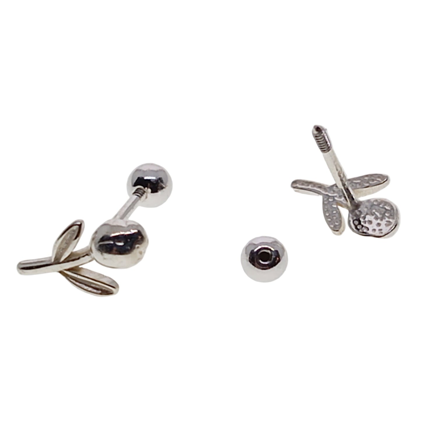Silver floral earrings on a white background
