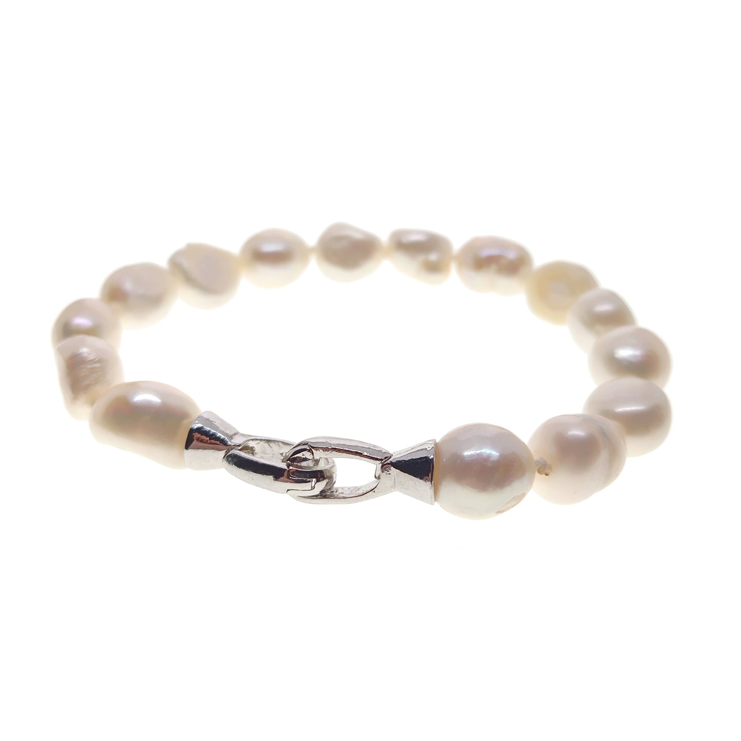 White Freshwater Pearl Bracelet | 8-9mm Pearls | 19cm Length | Gift Boxed