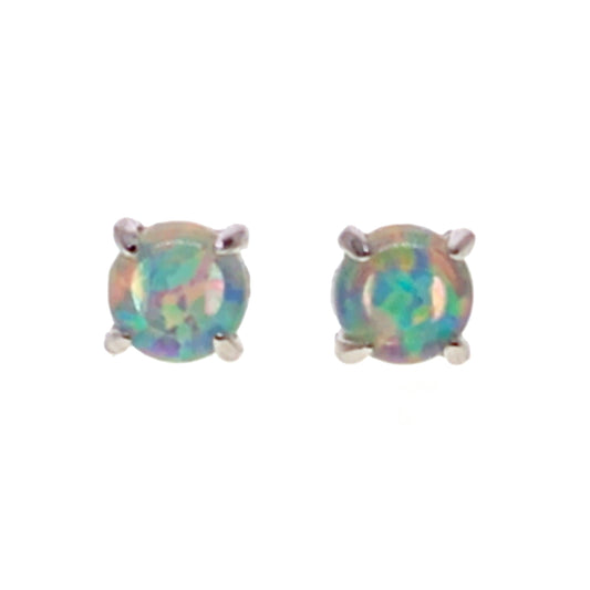 925 Sterling Silver Imitation Opal Stud Earrings | Screw Back | 4mm | Gift Boxed